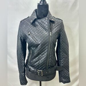 Forever 21 Quilted Moto faux leather jacket Size S